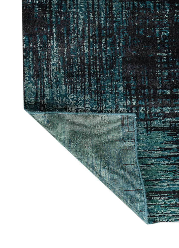 uvenuti blue wool and bamboo silk hand knotted Rug - Backing Shot