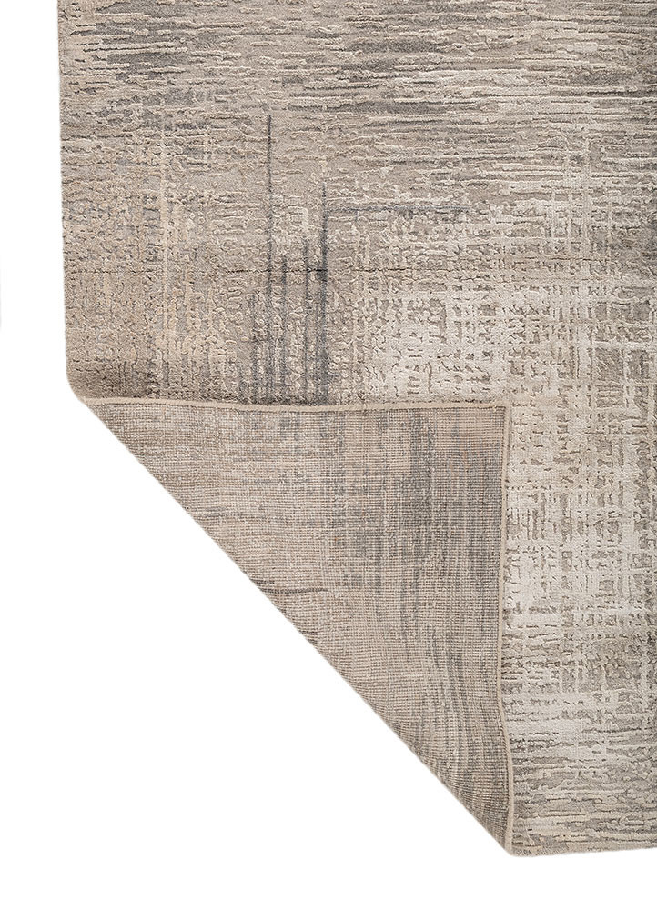 uvenuti grey and black wool and bamboo silk hand knotted Rug - Backing Shot