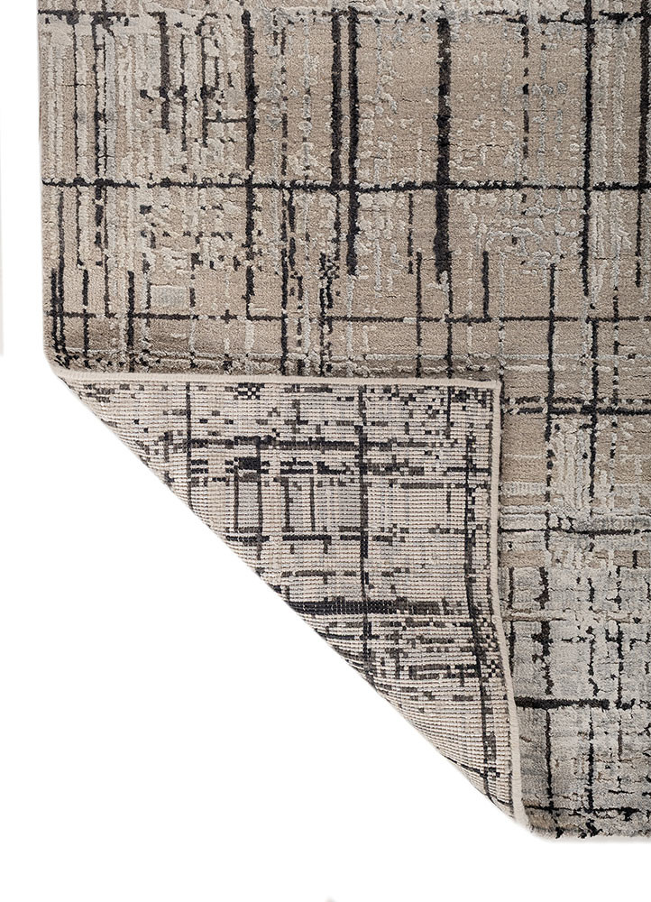 uvenuti grey and black wool and bamboo silk hand knotted Rug - Backing Shot