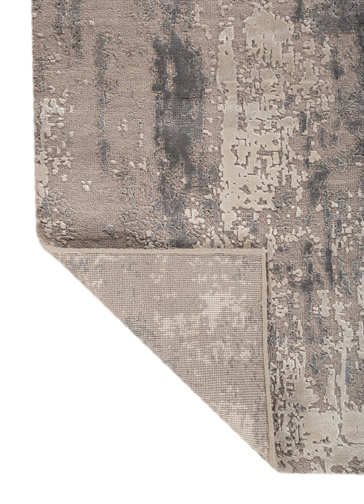 uvenuti grey and black wool and bamboo silk hand knotted Rug - Backing Shot uvenuti grey and black wool and bamboo silk hand knotted Rug - Backing Shot