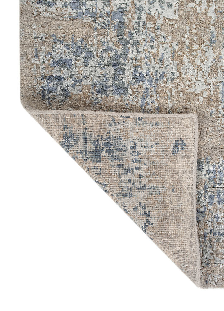 uvenuti grey and black wool and bamboo silk hand knotted Rug - Backing Shot