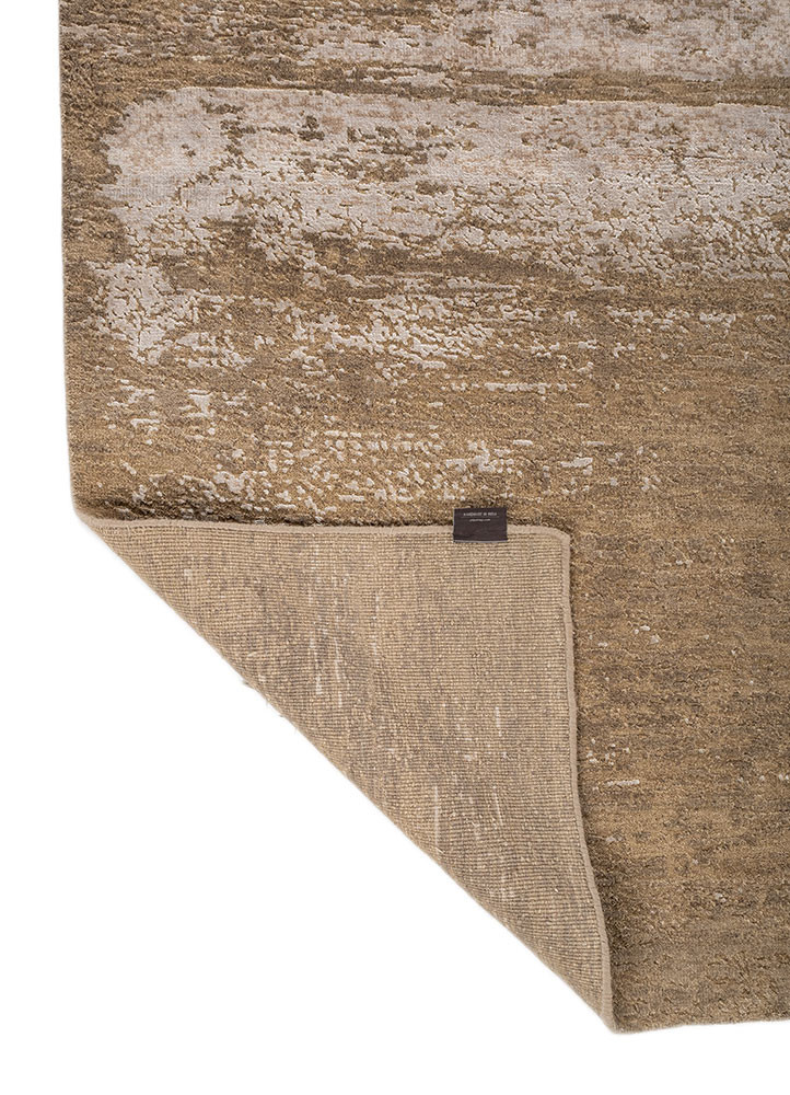 uvenuti beige and brown wool and bamboo silk hand knotted Rug - Backing Shot uvenuti beige and brown wool and bamboo silk hand knotted Rug - Backing Shot