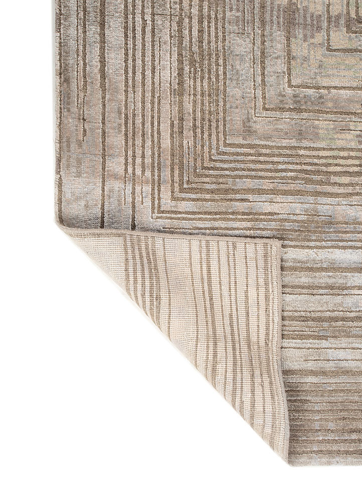 uvenuti beige and brown wool and bamboo silk hand knotted Rug - Backing Shot uvenuti beige and brown wool and bamboo silk hand knotted Rug - Backing Shot