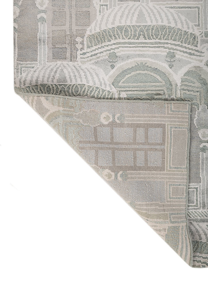 khidki ivory wool and bamboo silk hand knotted Rug - Backing Shot khidki ivory wool and bamboo silk hand knotted Rug - Backing Shot