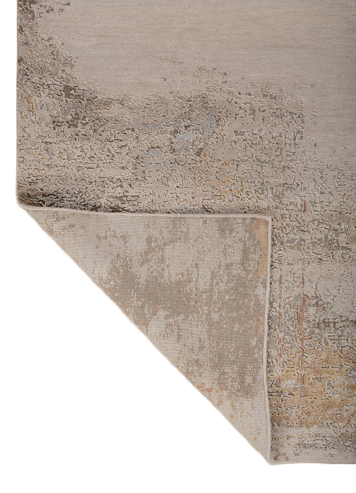 entropy ivory wool and bamboo silk hand knotted Rug - Backing Shot