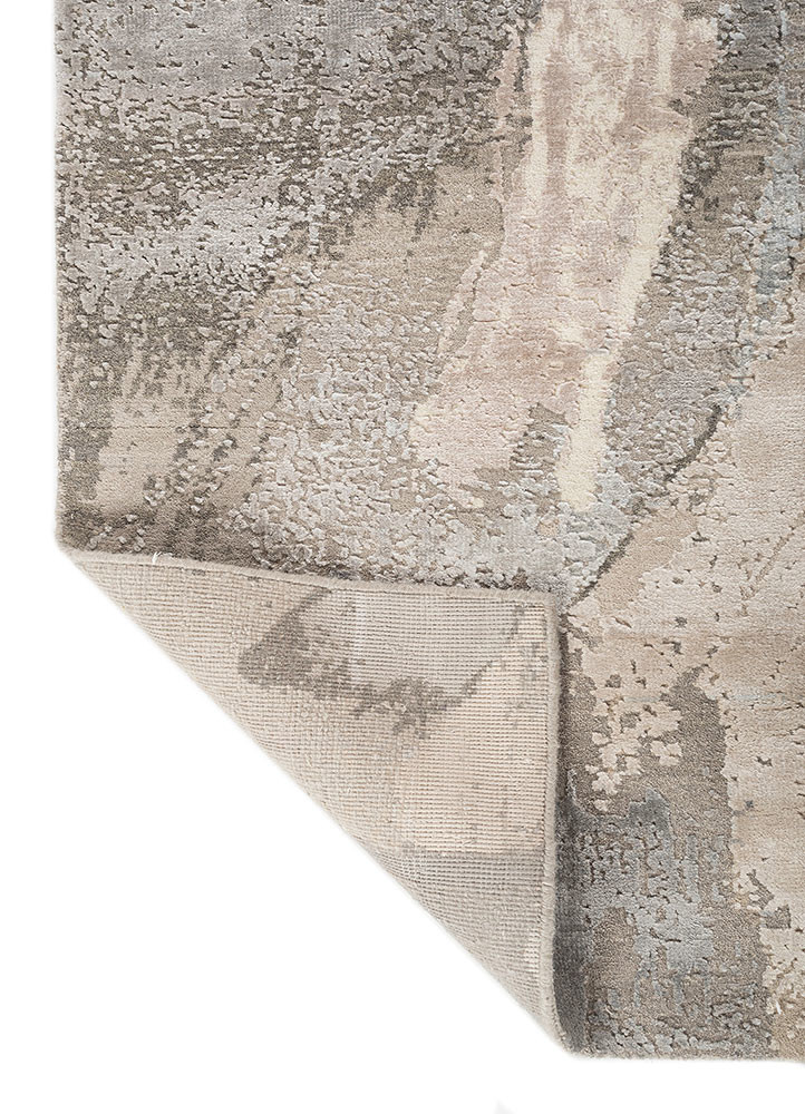 uvenuti grey and black wool and bamboo silk hand knotted Rug - Backing Shot uvenuti grey and black wool and bamboo silk hand knotted Rug - Backing Shot