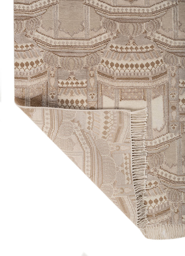 khidki ivory wool and bamboo silk hand knotted Rug - Backing Shot khidki ivory wool and bamboo silk hand knotted Rug - Backing Shot
