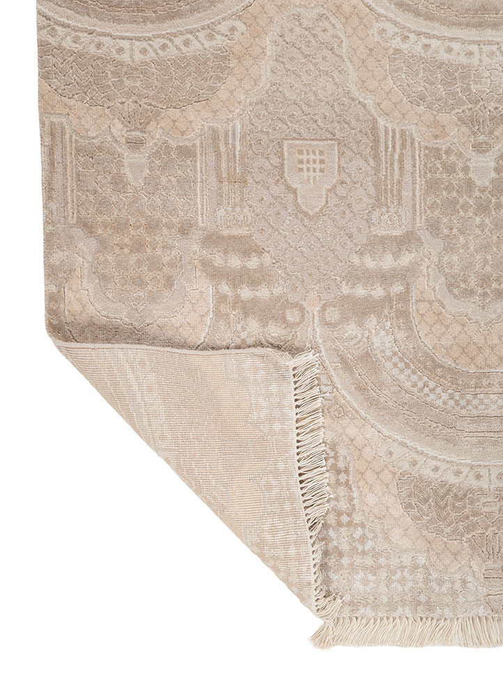 khidki ivory wool and bamboo silk hand knotted Rug - Backing Shot khidki ivory wool and bamboo silk hand knotted Rug - Backing Shot