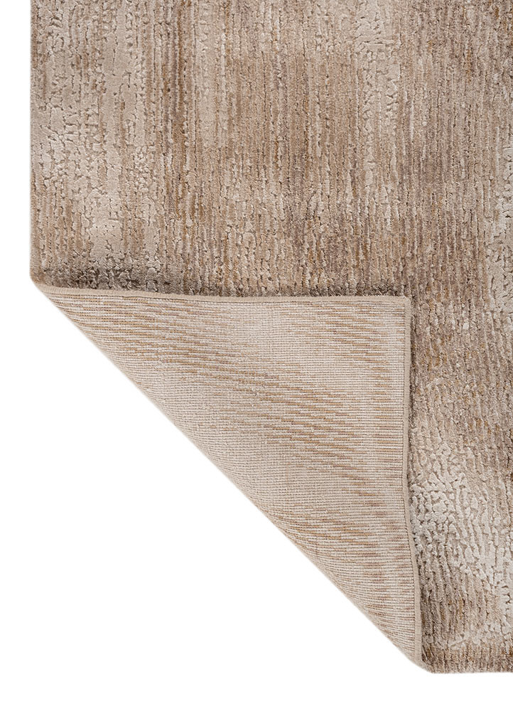 entropy beige and brown wool and bamboo silk hand knotted Rug - Backing Shot