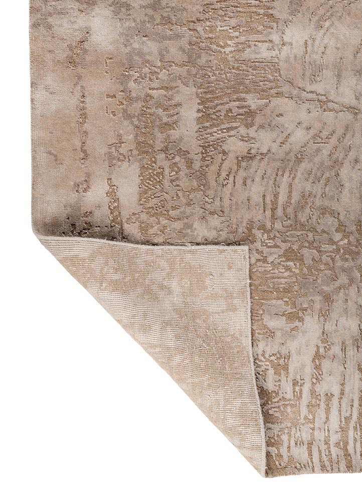 aprezo beige and brown wool and bamboo silk hand knotted Rug - Backing Shot aprezo beige and brown wool and bamboo silk hand knotted Rug - Backing Shot