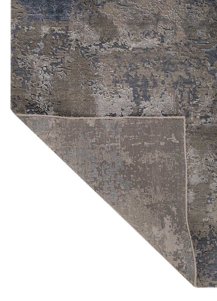 uvenuti grey and black wool and bamboo silk hand knotted Rug - Backing Shot uvenuti grey and black wool and bamboo silk hand knotted Rug - Backing Shot