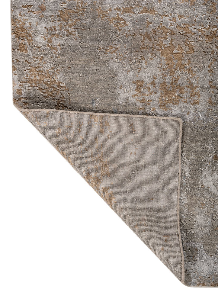uvenuti grey and black wool and bamboo silk hand knotted Rug - Backing Shot uvenuti grey and black wool and bamboo silk hand knotted Rug - Backing Shot