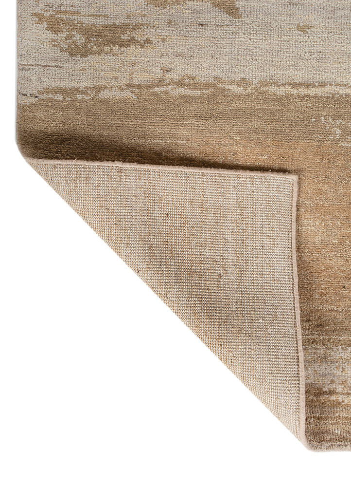 entropy beige and brown wool hand knotted Rug - Backing Shot