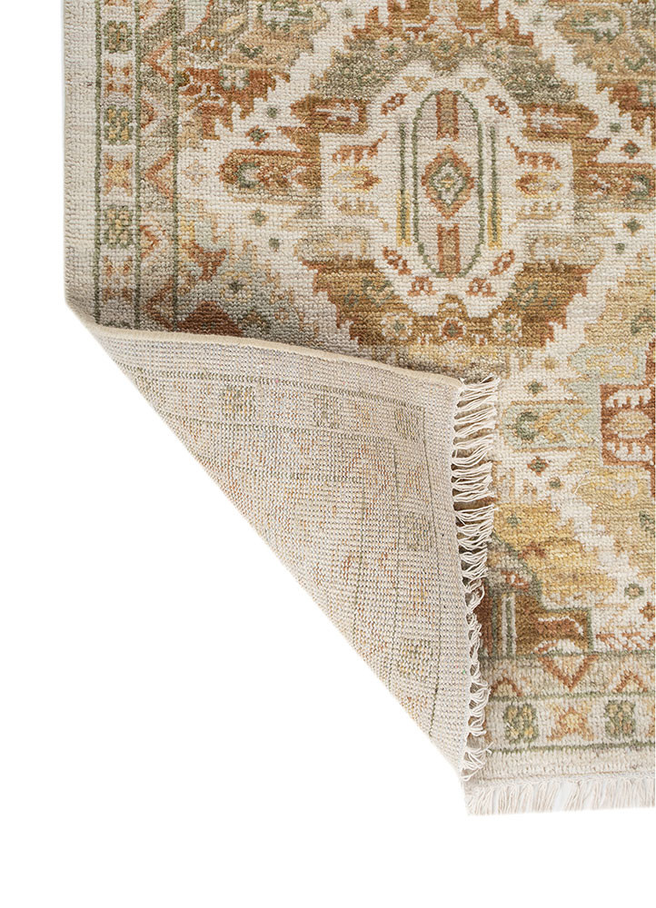 gulnar ivory wool hand knotted Rug - Backing Shot gulnar ivory wool hand knotted Rug - Backing Shot