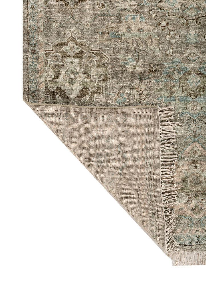savana green wool hand knotted Rug - Backing Shot savana green wool hand knotted Rug - Backing Shot