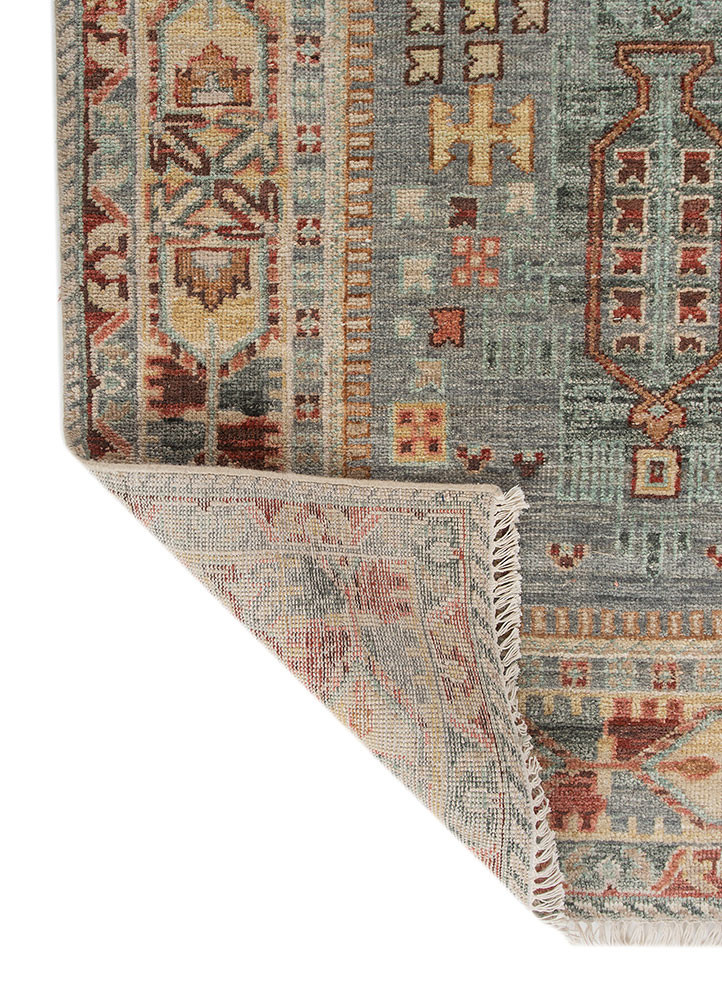 savana green wool hand knotted Rug - Backing Shot savana green wool hand knotted Rug - Backing Shot