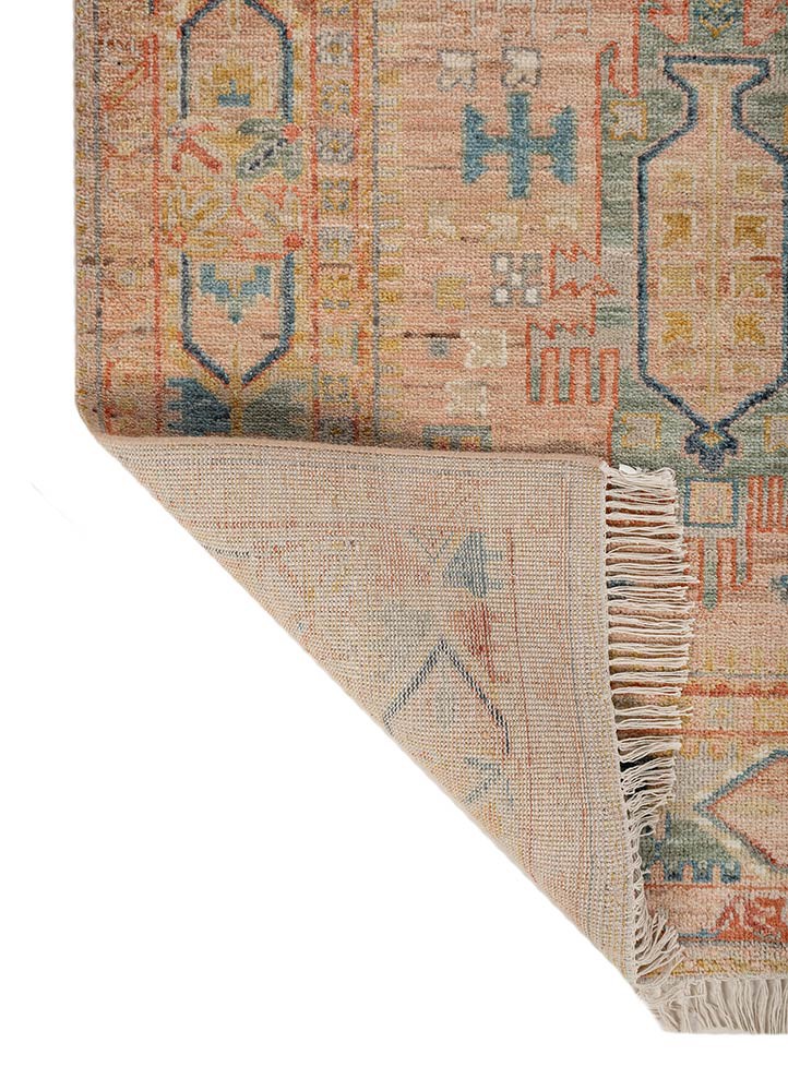 aprezo red and orange wool hand knotted Rug - Backing Shot aprezo red and orange wool hand knotted Rug - Backing Shot