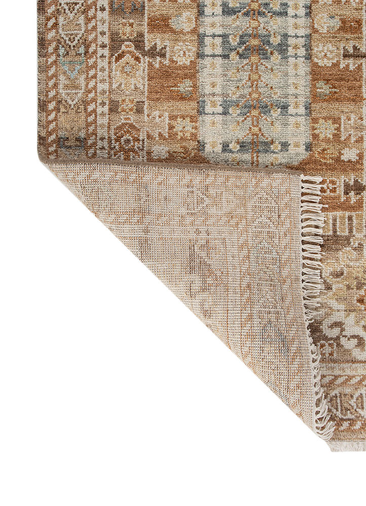 savana beige and brown wool hand knotted Rug - Backing Shot savana beige and brown wool hand knotted Rug - Backing Shot
