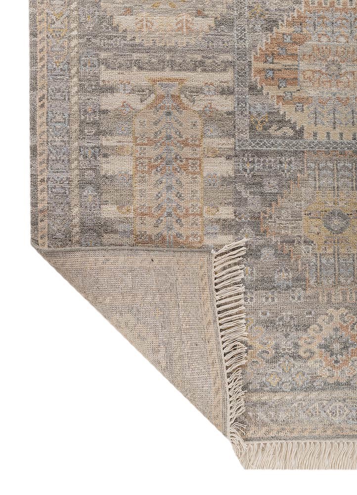 aprezo grey and black wool hand knotted Rug - Backing Shot aprezo grey and black wool hand knotted Rug - Backing Shot