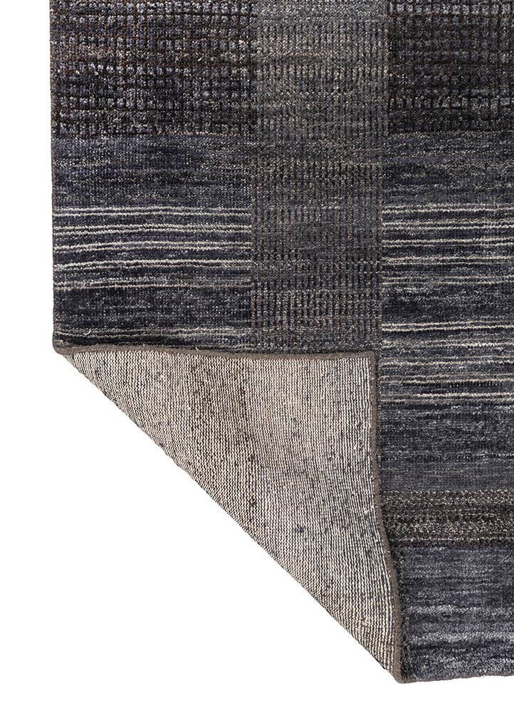blythe blue afghan wool hand knotted Rug - Backing Shot