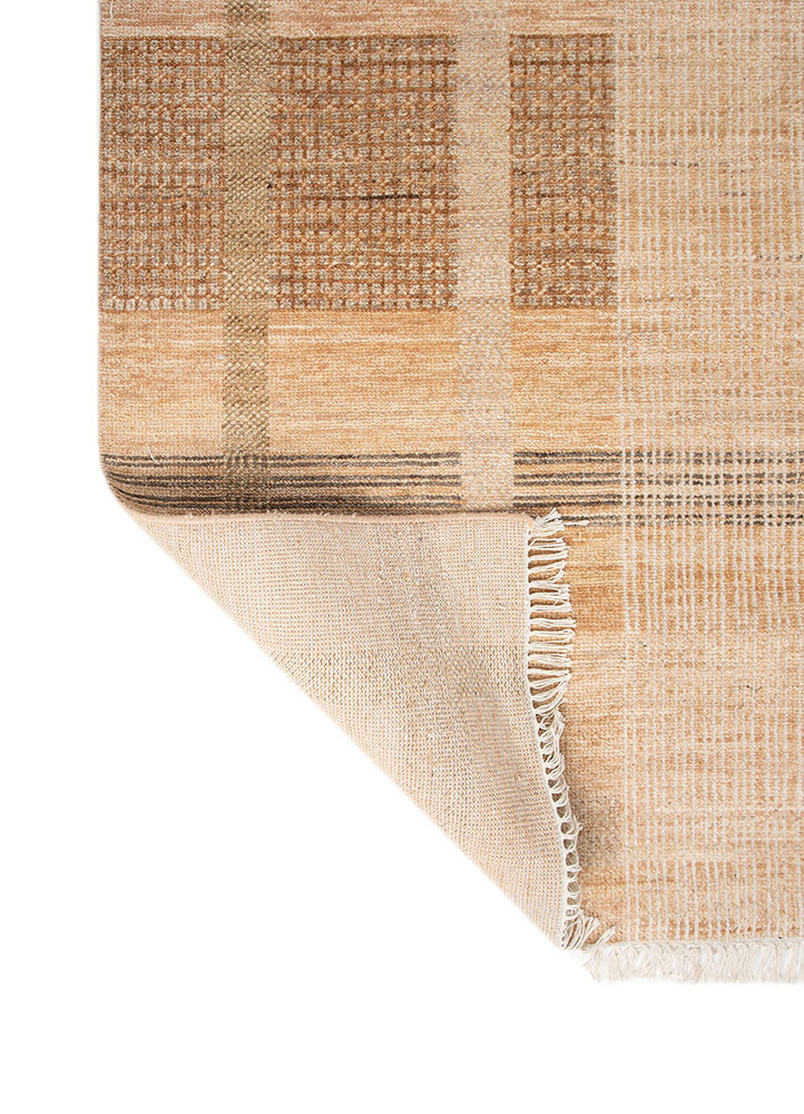 blythe beige and brown wool hand knotted Rug - Backing Shot