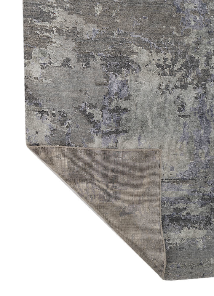chaos theory by kavi grey and black wool and bamboo silk hand knotted Rug - Backing Shot chaos theory by kavi grey and black wool and bamboo silk hand knotted Rug - Backing Shot