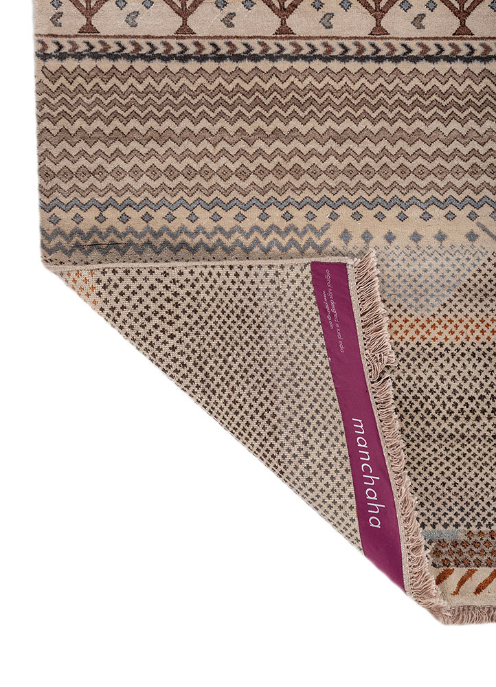 manchaha ivory wool and silk hand knotted Rug - Backing Shot manchaha ivory wool and silk hand knotted Rug - Backing Shot