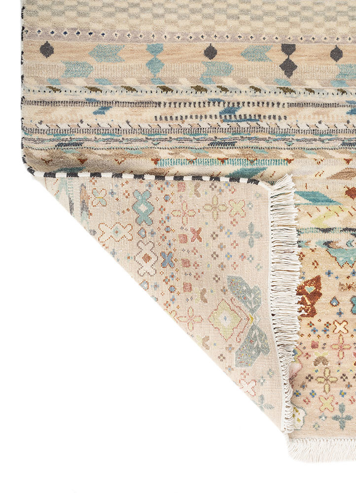 freedom manchaha ivory wool and silk hand knotted Rug - Backing Shot freedom manchaha ivory wool and silk hand knotted Rug - Backing Shot