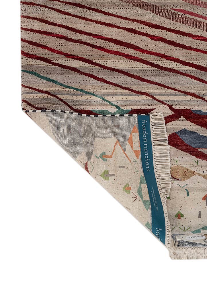 freedom manchaha ivory silk hand knotted Rug - Backing Shot freedom manchaha ivory silk hand knotted Rug - Backing Shot