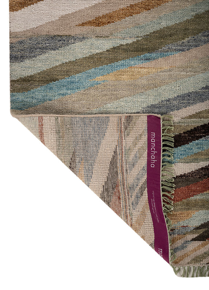 manchaha beige and brown wool hand knotted Rug - Backing Shot manchaha beige and brown wool hand knotted Rug - Backing Shot