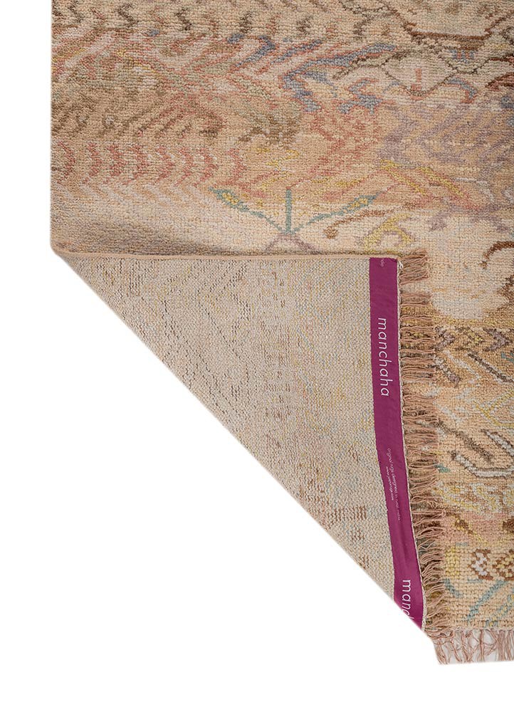 manchaha gold wool hand knotted Rug - Backing Shot manchaha gold wool hand knotted Rug - Backing Shot