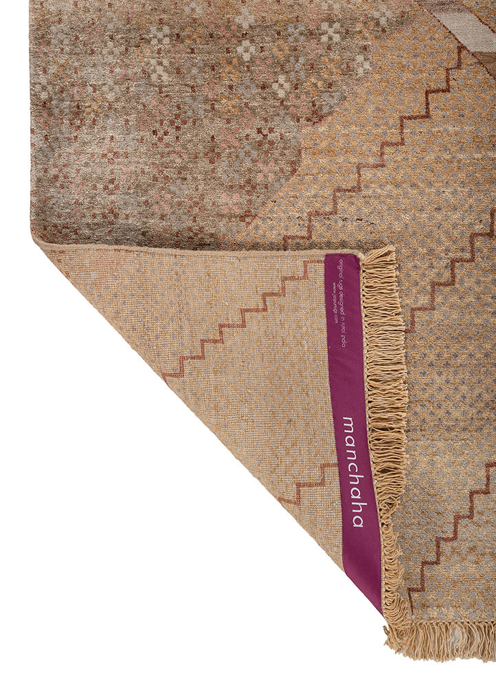 manchaha gold wool and silk hand knotted Rug - Backing Shot manchaha gold wool and silk hand knotted Rug - Backing Shot