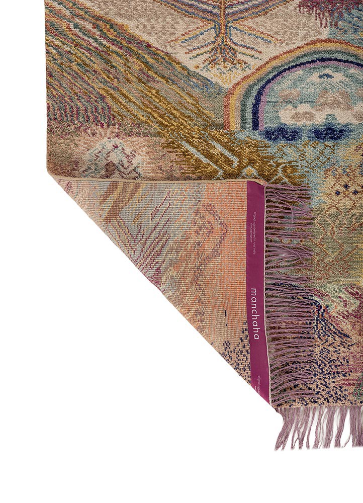 kavi x manchaha gold wool hand knotted Rug - Backing Shot