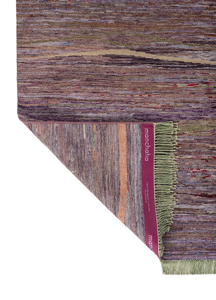 kavi x manchaha pink and purple wool hand knotted Rug - Backing Shot kavi x manchaha pink and purple wool hand knotted Rug - Backing Shot