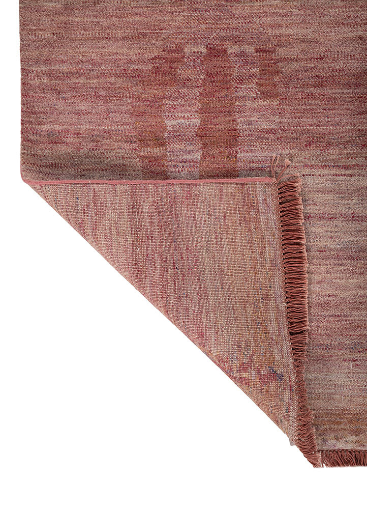 kavi x manchaha pink and purple wool hand knotted Rug - Backing Shot kavi x manchaha pink and purple wool hand knotted Rug - Backing Shot