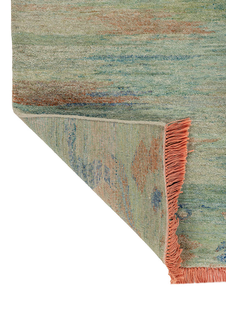 kavi x manchaha blue wool hand knotted Rug - Backing Shot kavi x manchaha blue wool hand knotted Rug - Backing Shot