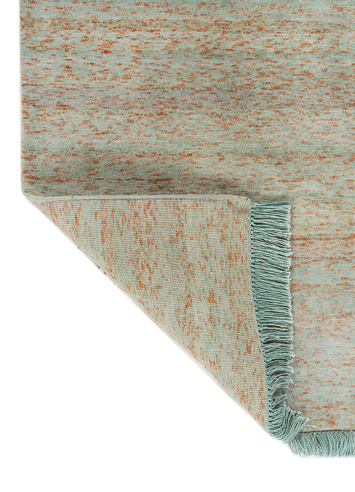 kavi x manchaha red and orange wool hand knotted Rug - Backing Shot