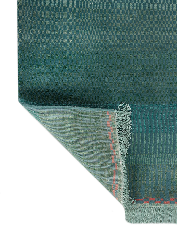 kavi x manchaha green wool hand knotted Rug - Backing Shot kavi x manchaha green wool hand knotted Rug - Backing Shot