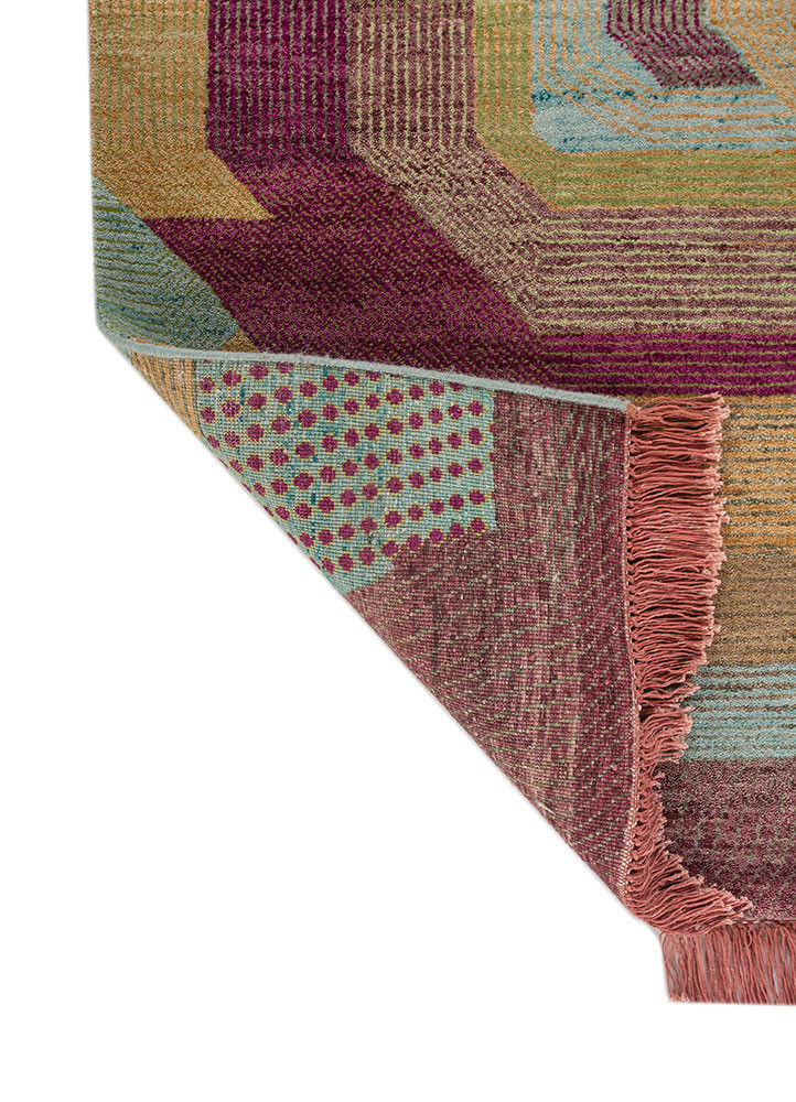 weaver art reserve pink and purple wool hand knotted Rug - Backing Shot weaver art reserve pink and purple wool hand knotted Rug - Backing Shot