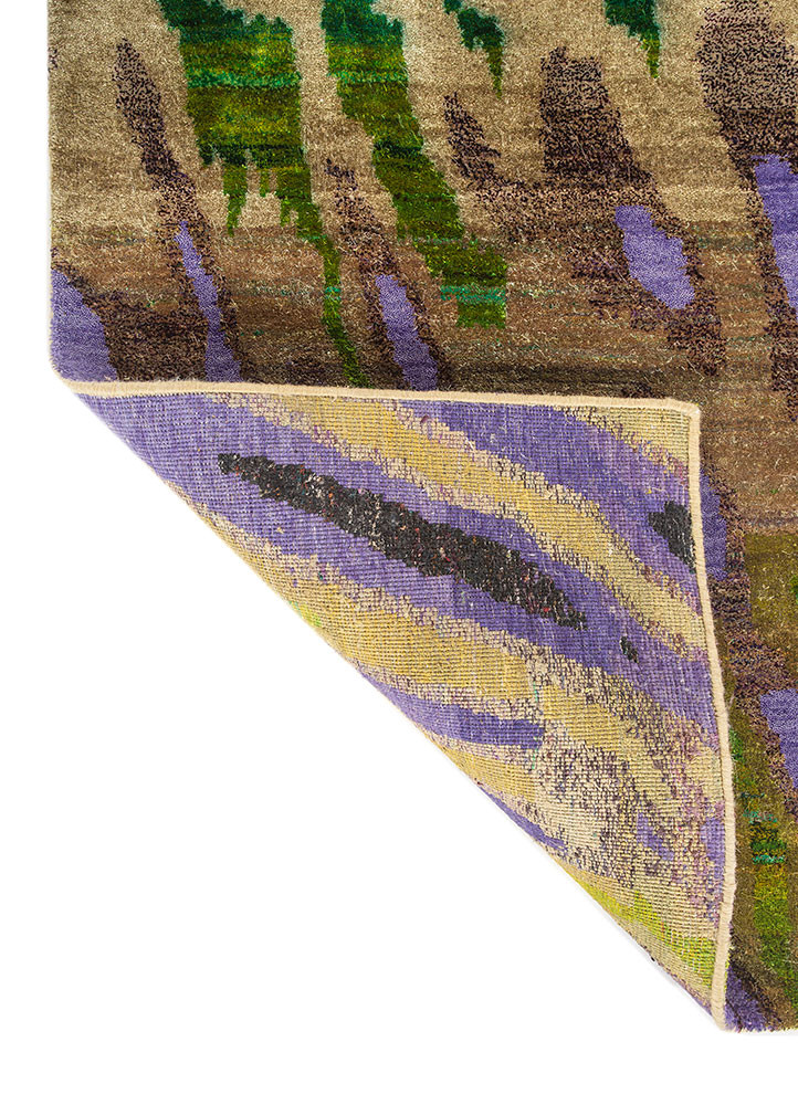kavi x manchaha pink and purple wool hand knotted Rug - Backing Shot kavi x manchaha pink and purple wool hand knotted Rug - Backing Shot
