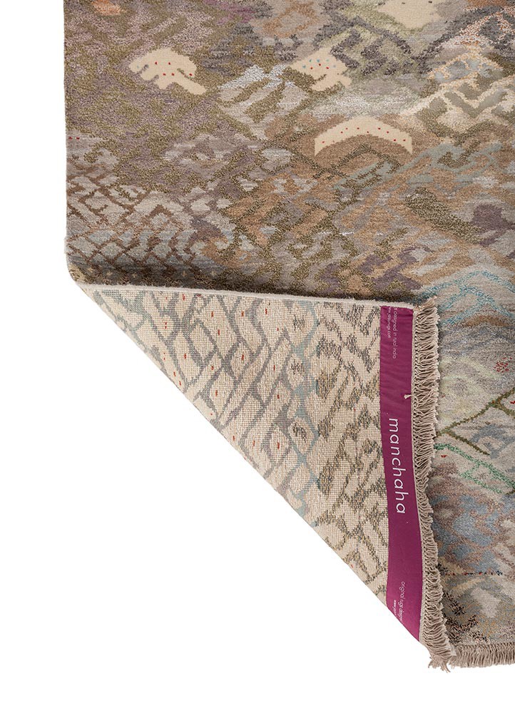 kavi x manchaha grey and black wool and bamboo silk hand knotted Rug - Backing Shot kavi x manchaha grey and black wool and bamboo silk hand knotted Rug - Backing Shot