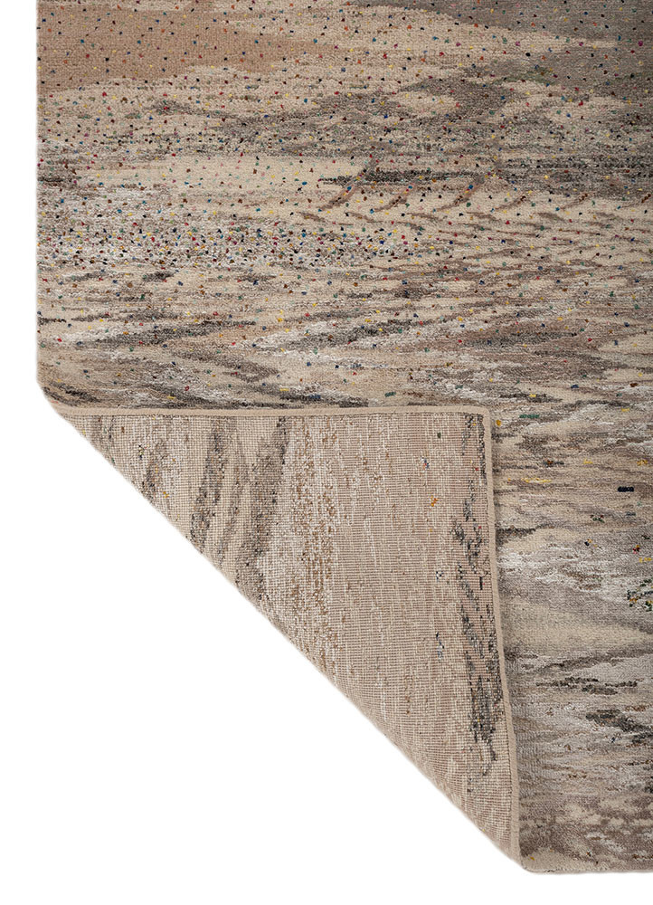 kavi x manchaha ivory wool and bamboo silk hand knotted Rug - Backing Shot kavi x manchaha ivory wool and bamboo silk hand knotted Rug - Backing Shot