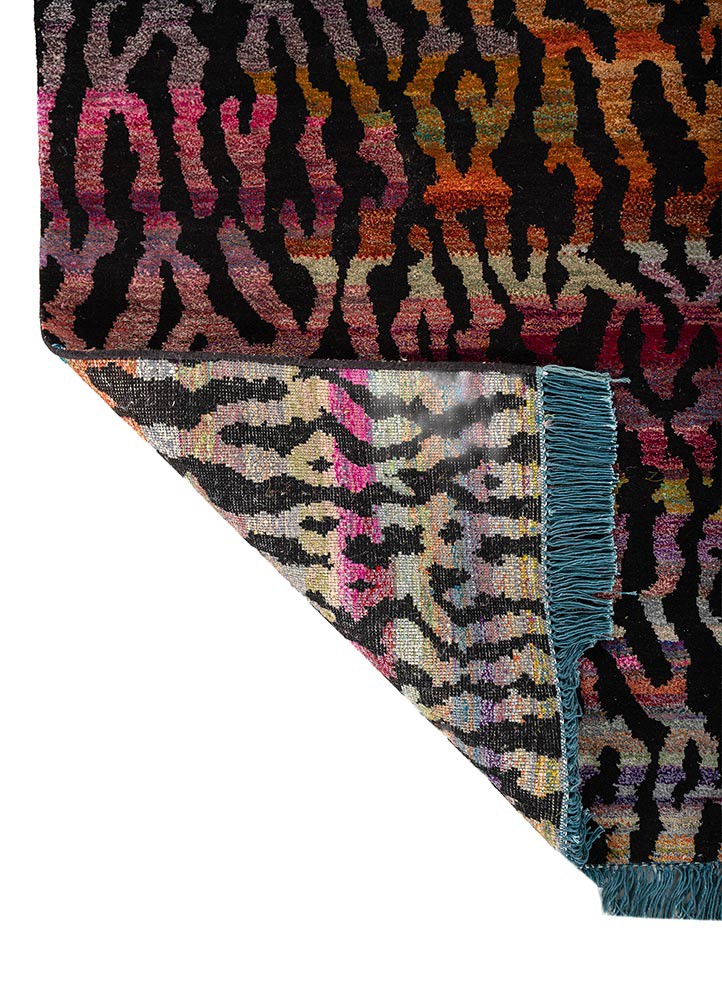 kavi x manchaha grey and black wool and silk hand knotted Rug - Backing Shot kavi x manchaha grey and black wool and silk hand knotted Rug - Backing Shot