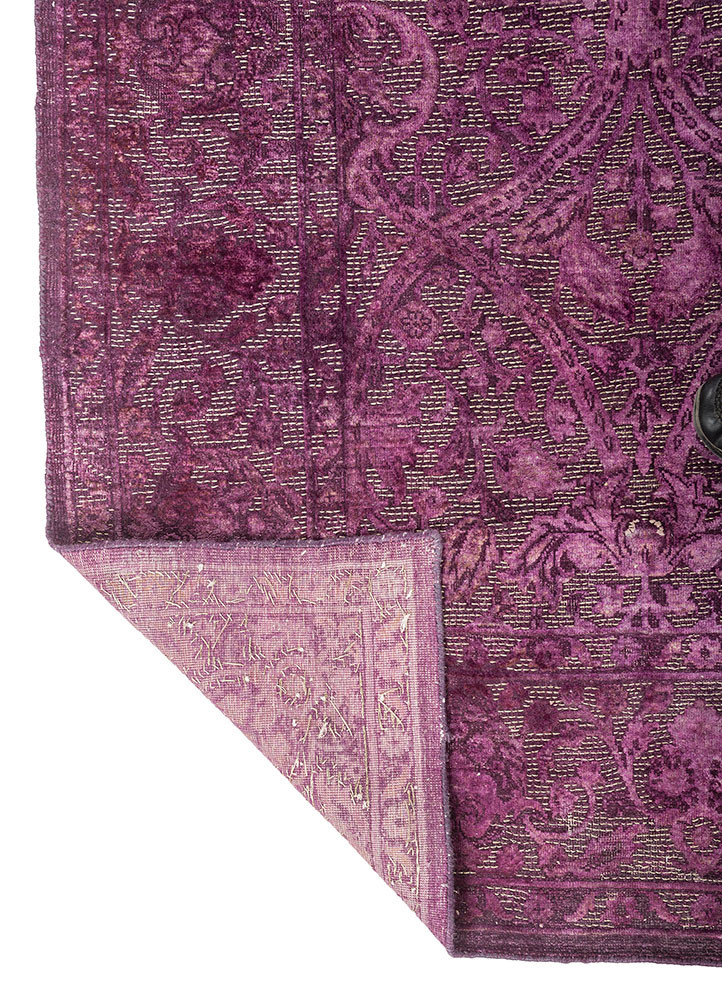 lacuna pink and purple wool and silk hand knotted Rug - Backing Shot lacuna pink and purple wool and silk hand knotted Rug - Backing Shot