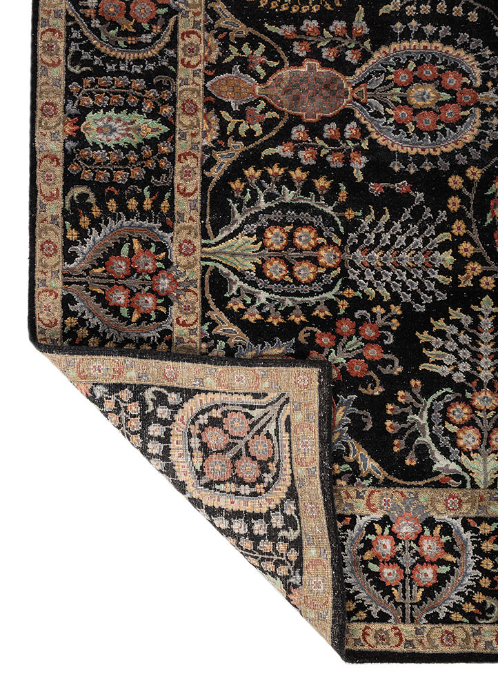 aprezo grey and black wool and silk hand knotted Rug - Backing Shot aprezo grey and black wool and silk hand knotted Rug - Backing Shot