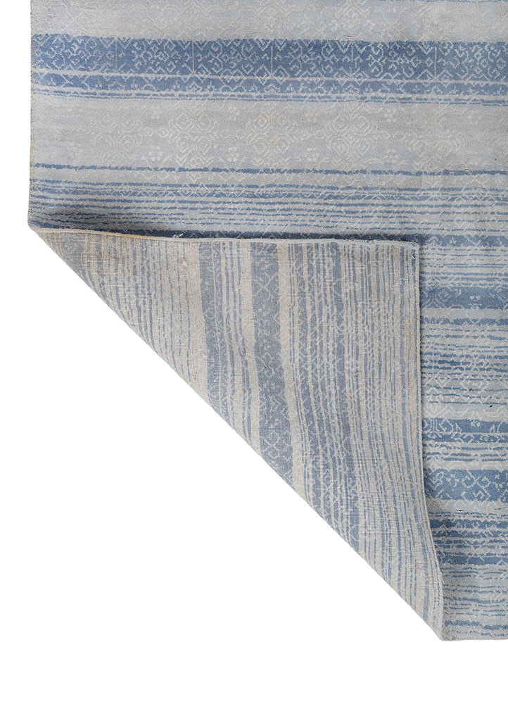 viscaya blue wool and silk hand knotted Rug - Backing Shot viscaya blue wool and silk hand knotted Rug - Backing Shot