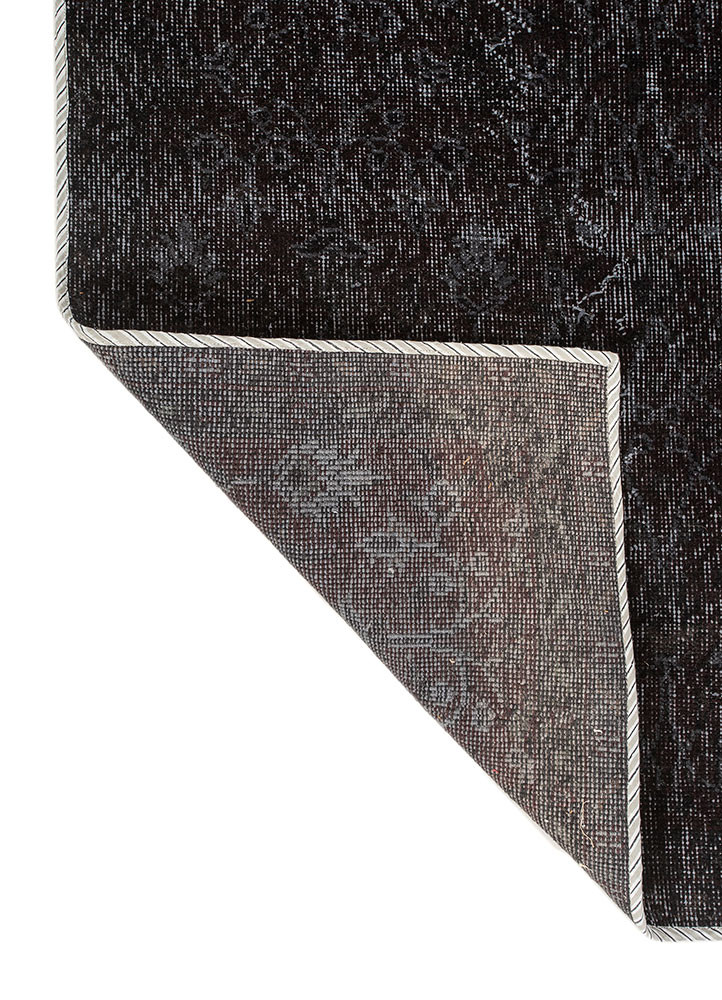 vintage grey and black wool hand knotted Rug - Backing Shot vintage grey and black wool hand knotted Rug - Backing Shot