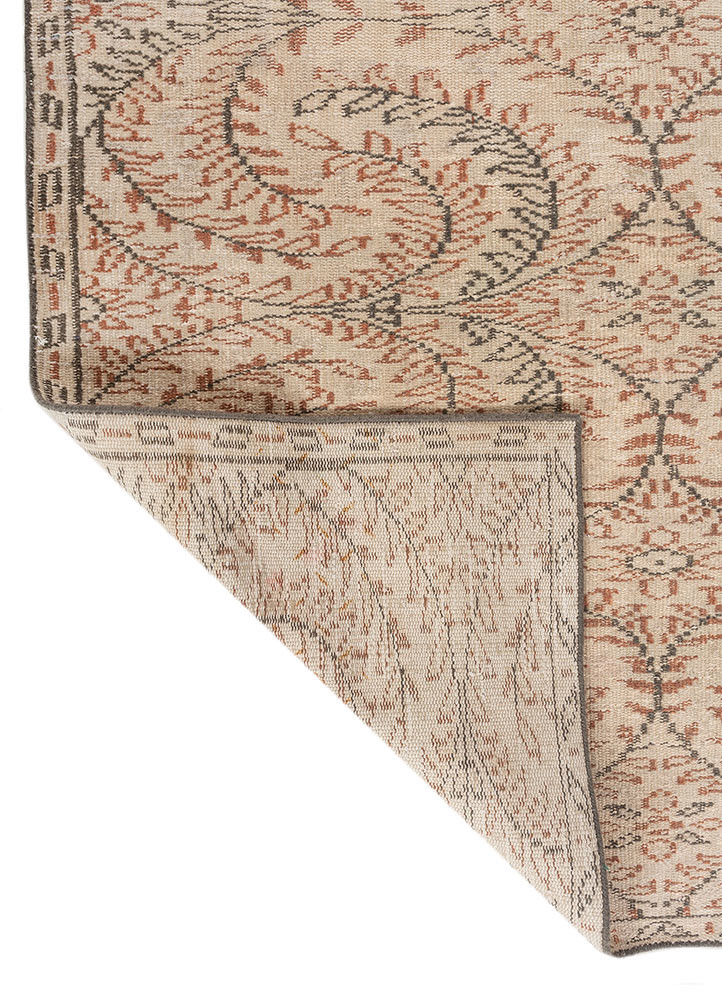 vintage pink and purple wool hand knotted Rug - Backing Shot