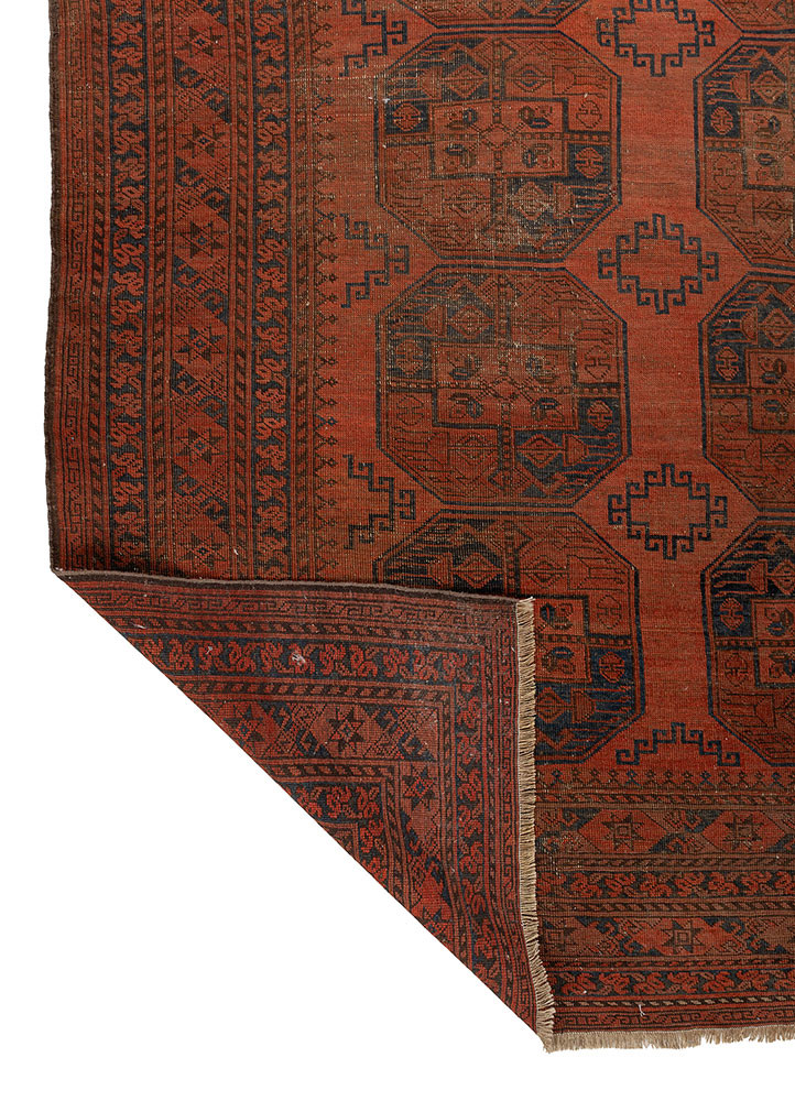 kiaan red and orange wool hand knotted Rug - Backing Shot kiaan red and orange wool hand knotted Rug - Backing Shot