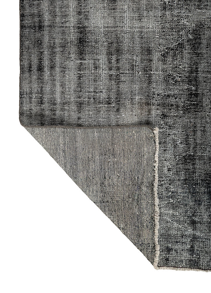 vintage grey and black wool hand knotted Rug - Backing Shot vintage grey and black wool hand knotted Rug - Backing Shot